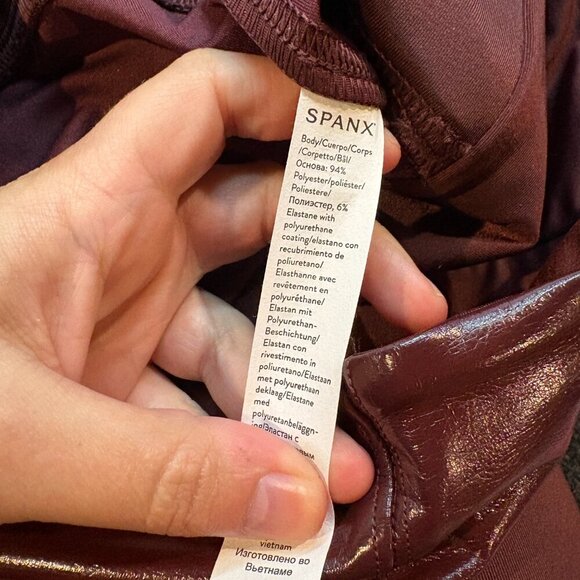 SPANX Faux Patent Leather Leggings Ruby Burgundy - Picture 6 of 6